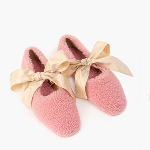 Sleeper Lulu Shearling Slippers w/ Bows Pink EU 38 NWT